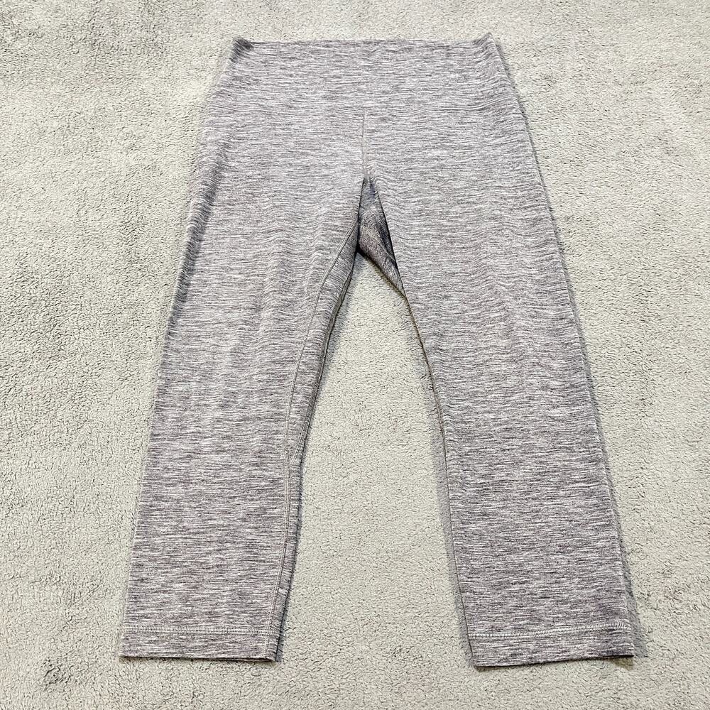 Lululemon Wunder Under Gray High Rise Yoga Pants Crop Leggings Women's Size 10